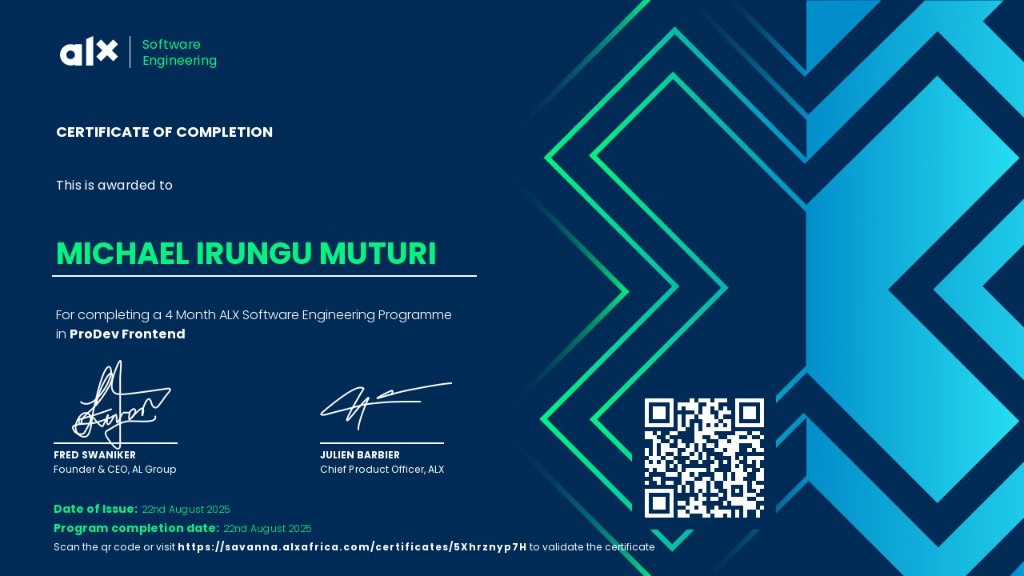 ALX ProDev Frontend certificate